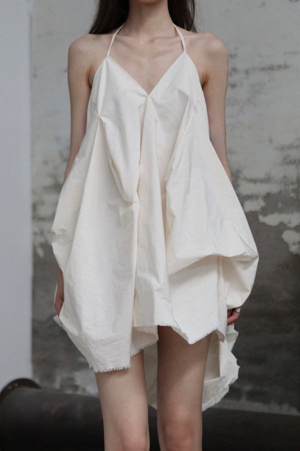 m.a+ Maurizio Amadei 8-pleat backless dress MA-D106/8 PPC-NATURAL